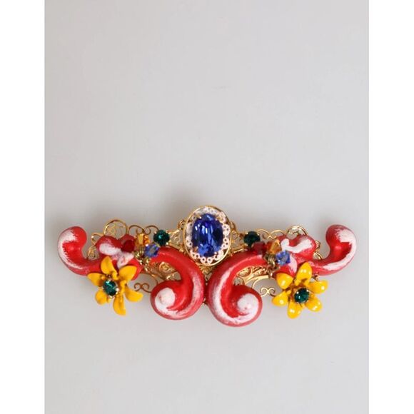 Dolce & Gabbana Multicolor Spring CARRETTO Gold Brass Crystal Hair Women's Clip - Picture 1 of 4